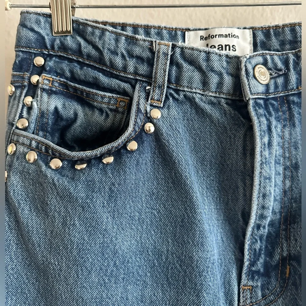 Reformation High-Rise Studded Blue Jeans - Picture 6 of 6